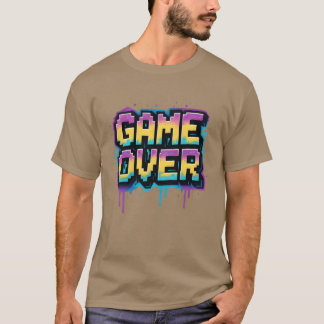 Pielated Game Over Graffiti Design boy friend T-Shirt