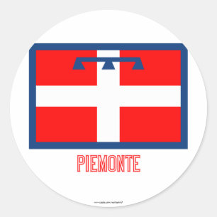 Piemonte flag with name classic round sticker