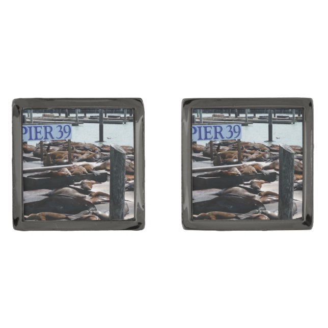 Pier 39 Sea Lions Cufflinks (Front)