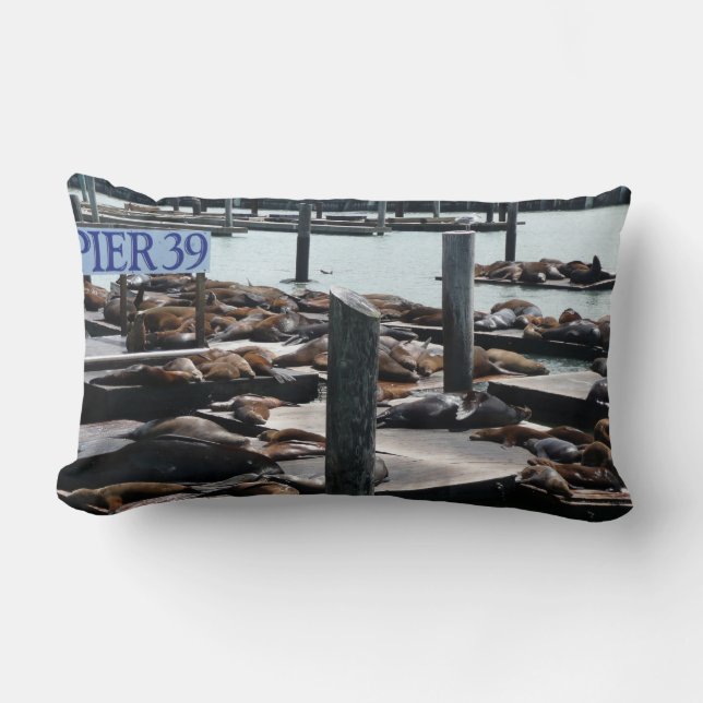 Pier 39 Sea Lions Lumbar Pillow (Front)