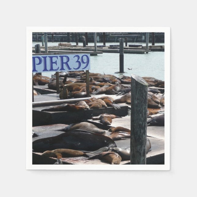 Pier 39 Sea Lions Paper Napkins (Front)