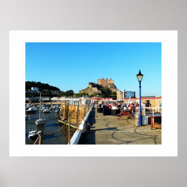 Pier and castle at Gorey Jersey Poster (Front)