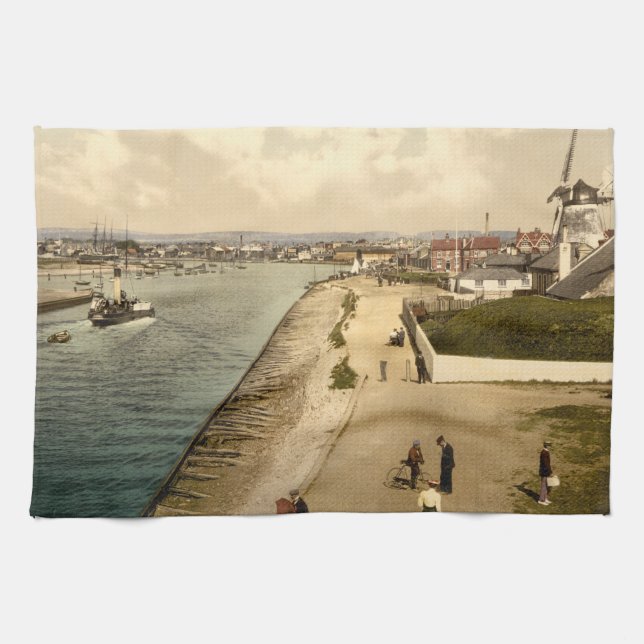 Pier and Harbor, Littlehampton, England Kitchen Towel (Horizontal)