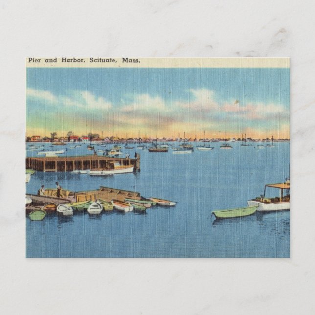 Pier and Harbor, Scituate, Massachusetts Postcard (Front)