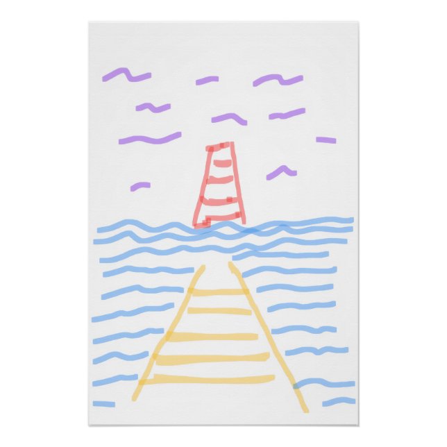 Pier and Lighthouse Glossy Poster (Front)