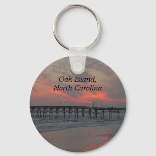 Pier and Sunset _ Oak Island NC Keychain