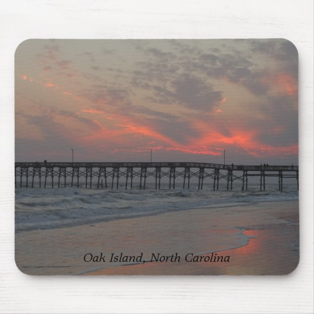 Pier and Sunset - Oak Island, NC Mouse Pad (Front)