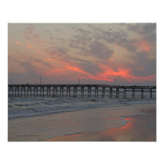 Pier and Sunset - Oak Island, NC Photo Print