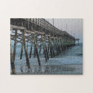 Pier and Waves - Oak Island, North Carolina Jigsaw Puzzle