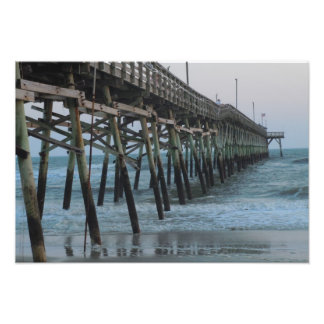 Pier and Waves - Oak Island, North Carolina Photo Print