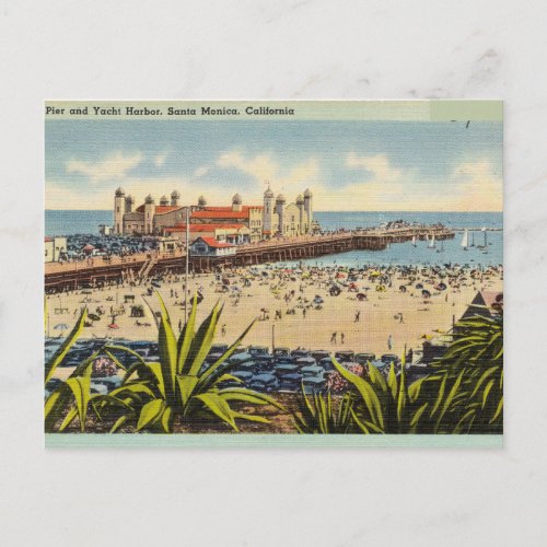 Pier and Yacht Harbor Santa Monica California Postcard