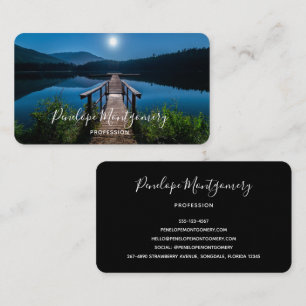 Pier at Night under a Full Moon Business Card