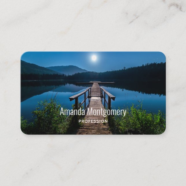 Pier at Night under a Full Moon Business Card (Front)