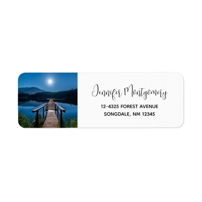 Pier at Night under a Full Moon Label (Front)