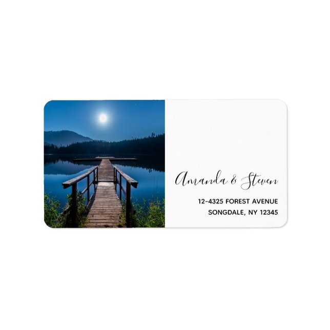 Pier at Night under a Full Moon Label (Front)