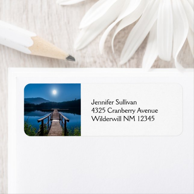 Pier at Night under a Full Moon Label (Insitu)