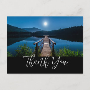 Pier at Night under a Full Moon Thank You Postcard