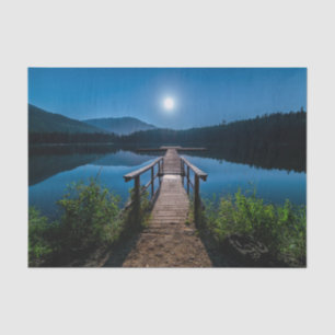 Pier at Night under a Full Moon Tissue Paper