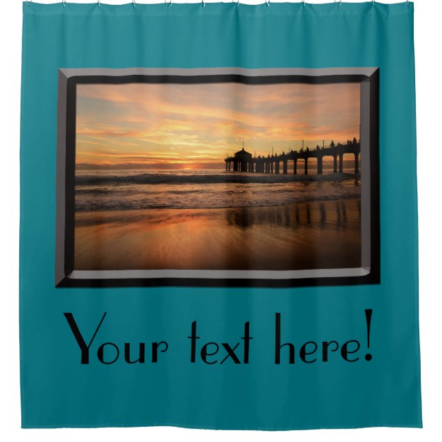 Pier beach sunset shower curtain (Front)