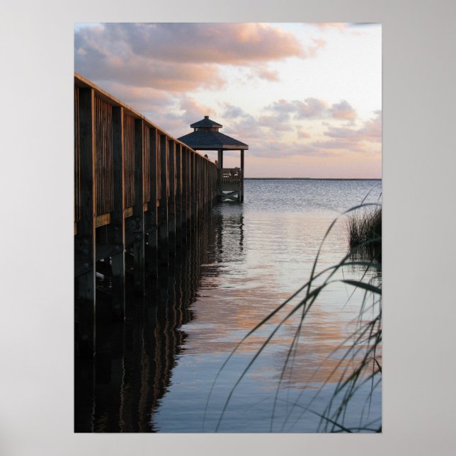 Pier & Gazebo at Sunset, Outer Banks NC Poster (Front)