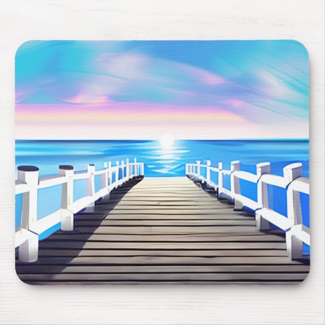 Pier, Ocean and Sky at Dawn Mouse Pad (Front)