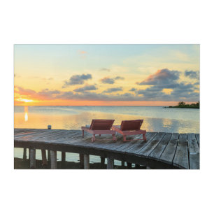 Pier overlooks the ocean, Belize Acrylic Print