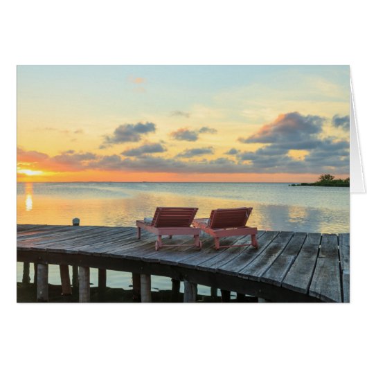 Pier overlooks the ocean, Belize Cards (Front Horizontal)