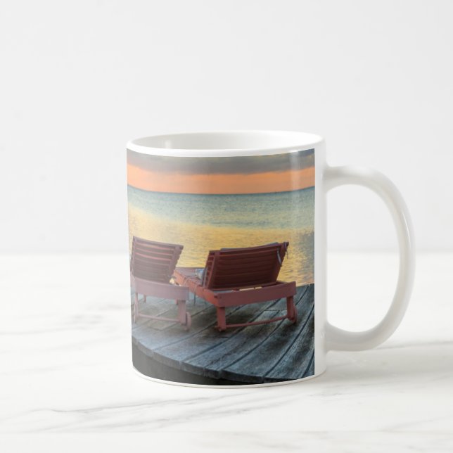 Pier overlooks the ocean, Belize Coffee Mug (Right)