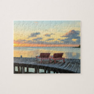 Pier overlooks the ocean, Belize Jigsaw Puzzle