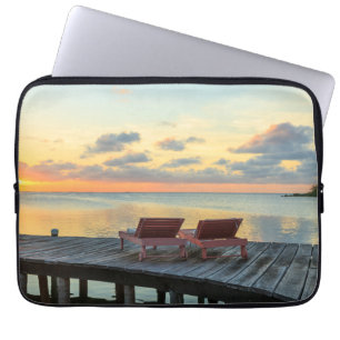 Pier overlooks the ocean, Belize Laptop Sleeve