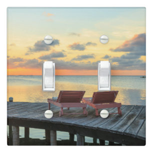 Pier overlooks the ocean, Belize Light Switch Cover