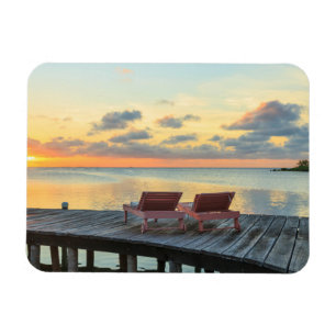 Pier overlooks the ocean, Belize Magnet