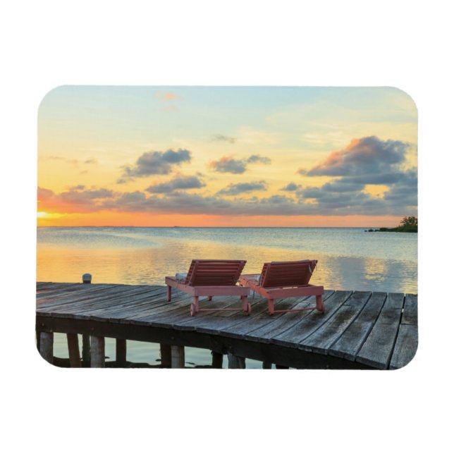 Pier overlooks the ocean, Belize Magnet (Horizontal)