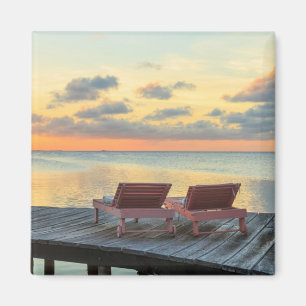 Pier overlooks the ocean, Belize Magnet