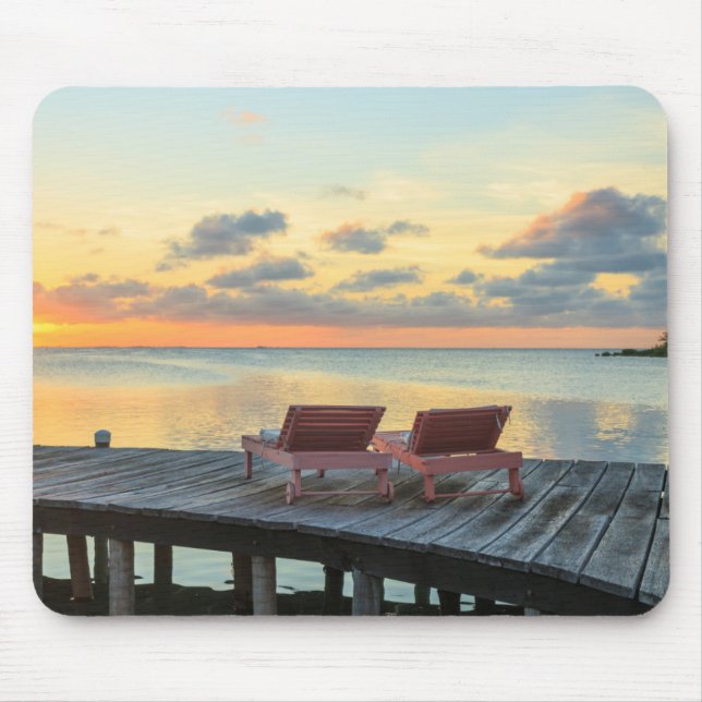 Pier overlooks the ocean, Belize Mouse Pad (Front)