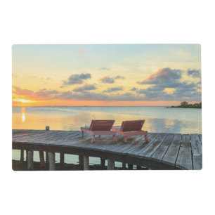 Pier overlooks the ocean, Belize Placemat