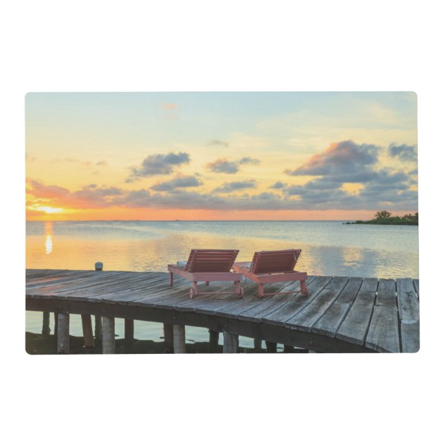 Pier overlooks the ocean, Belize Placemat (Front)