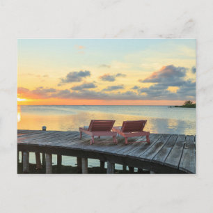 Pier overlooks the ocean, Belize Postcard