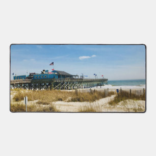 Pier Restaurant Sandy Beach Ocean View Cool Desk Mat
