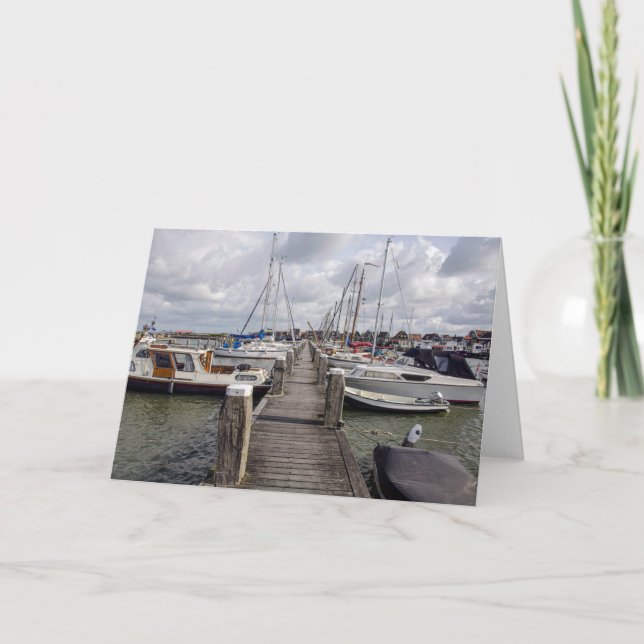 Pier with boats and yachts in Marken Netherlands Holiday Card (Front)