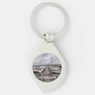 Pier with boats and yachts in Marken Netherlands Keychain