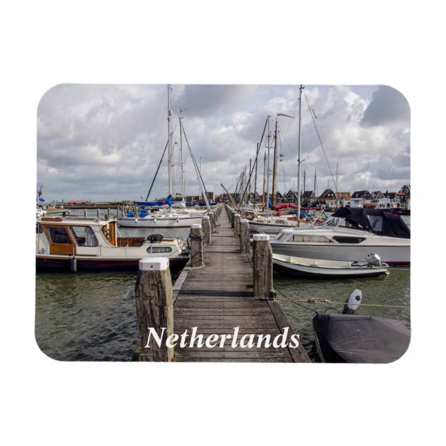 Pier with boats and yachts in Marken Netherlands M Magnet (Horizontal)