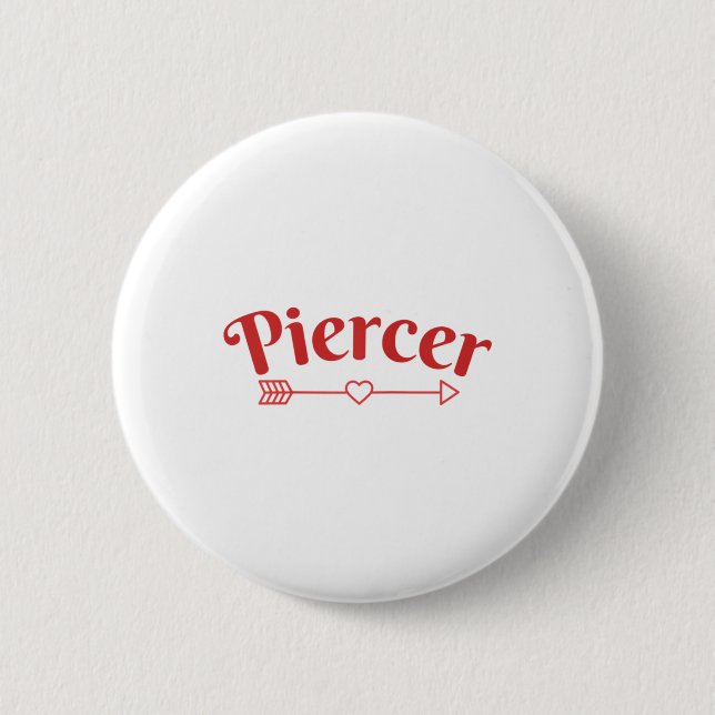 Piercer Arrow Heart Professional Piercing Shop Red Button (Front)