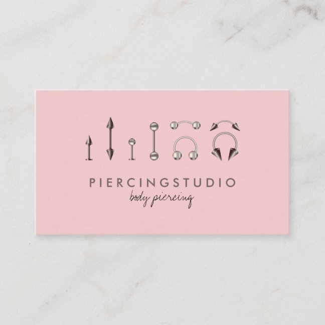 Piercing Body Jewelry Sterling Silver Pink Business Card