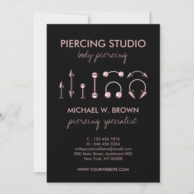 Piercing Care Aftercare Tip and Instruction Thank You Card