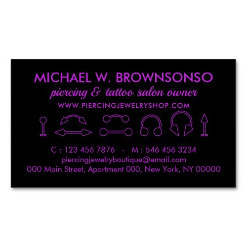 Piercing Jewelry Purple Simple Minimalist Artist Business Card Magnet