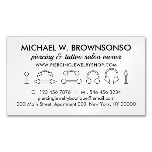 Piercing Jewelry Store Shop Branding Business Card Magnet