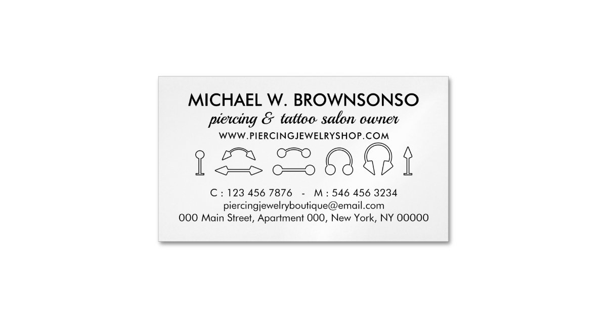 Piercing Jewelry Store Shop Branding Business Card Zazzle