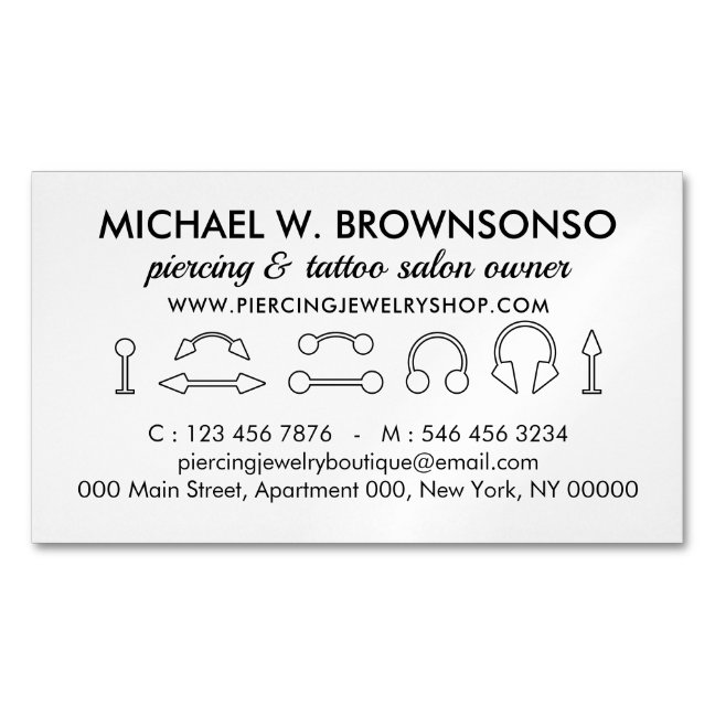 Piercing Jewelry Store Shop Branding Business Card Magnet