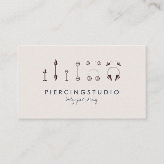 Piercing Jewelry Studio Navy Ivory Business Card (Front)